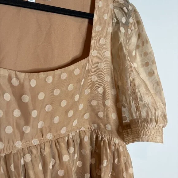 En Saison Tan Polkadot Desiree Organza Mini Dress - Picture 3 of 6